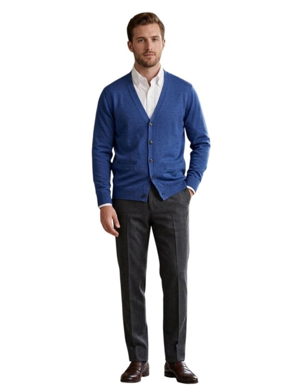 Spier & Mackay Knitwear 100% Merino Wool V Neck Pocket Cardigan Sweater Size L - Picture 4 of 7